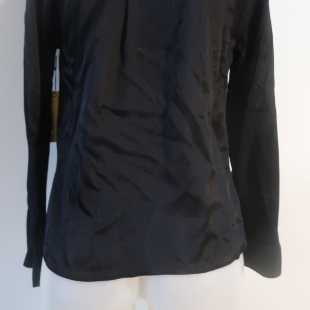 NWT Womens Nation LTD Black (Item-35) Ella Satin Cut Away Henley Satin Blouse XS - Picture 11 of 13